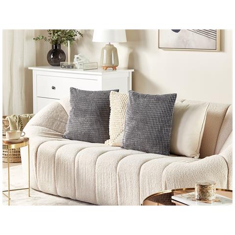 Set Di 2 Cuscini Aspidistra Velluto 45 X 45 Cm Grigio Trama Geometrica - Foto 1