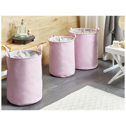 Set Di 3 Cestini Archa Cotone Rosa - Foto 1