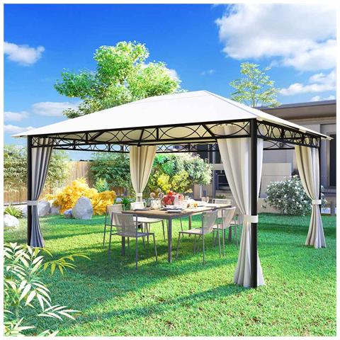 Gazebo 3x4 Metri Robusto Impermeabile Struttura In Ferro Telo Chiusura Zip Beige - Foto 1