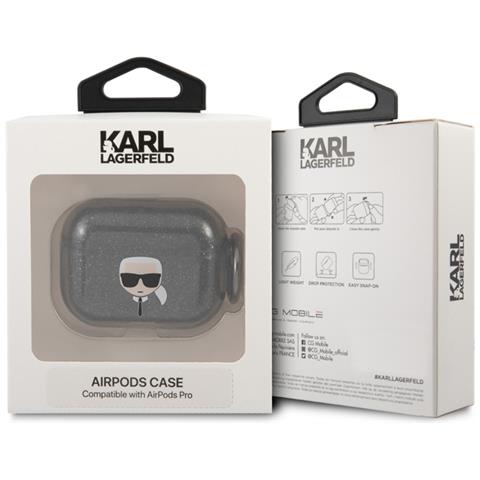 Cover Per Airpods Pro Glitter Chic In Tpu Alta Qualità, Nero / Argento - Foto 3