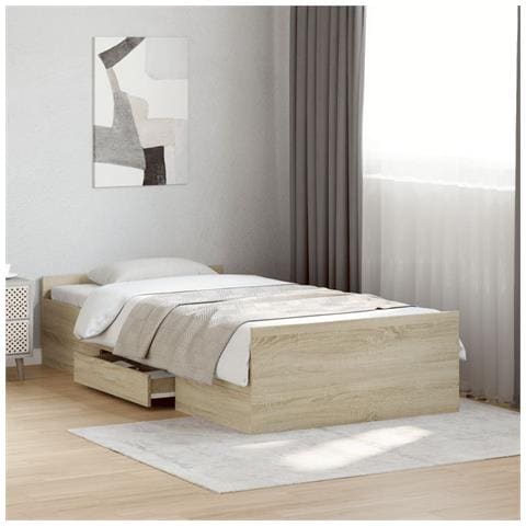 Giroletto Cassetti Rovere Sonoma 90x200 Cm Legno Multistrato - Foto 3