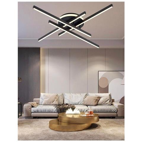 Plafoniera Led Luce Calda 3000k Lampadario 45 Watt Moderno Nero Pn21nc - Foto 1