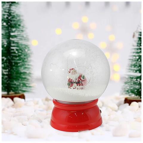Ampolla Natalizia Palla Con Babbo Natale Led 20x25cm Decorazione Luminosa Neve - Foto 2