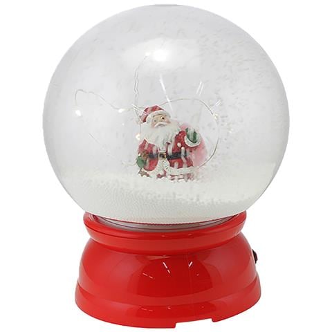 Ampolla Natalizia Palla Con Babbo Natale Led 20x25cm Decorazione Luminosa Neve - Foto 1