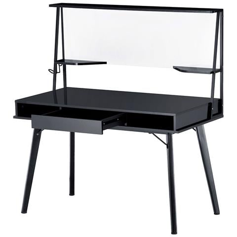 Scrivania con Lavagna Magnetica Cassetto Tavolo Porta PC Computer Legno Nero - Foto 5