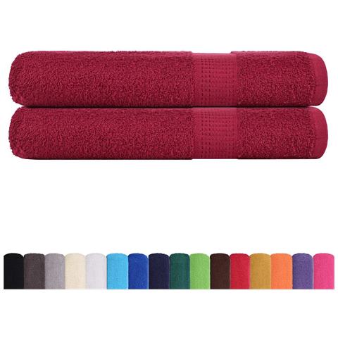 Asciugamani Per Sauna 2 Pz Bordeaux 80x200 Cm 100% Cotone - Foto 2