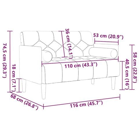 Divano Divanetto con Cuscini Bolster Grigio Scuro 110 cm - Foto 2