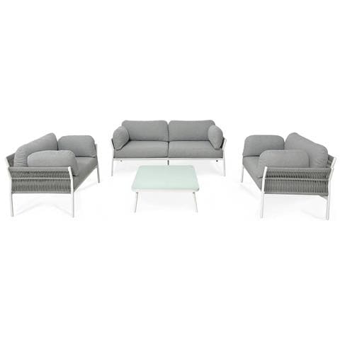 Galassia - Salotto Con Struttura In Alluminio Bianco, Rosso O Antracite, Rivestimento In Corda In Pvc - Foto 1