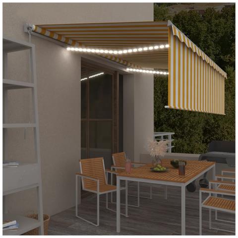 Lusso Casadino -  Tenda Sole Retrattile Manuale Parasole Led 5x3m Gialla Bianca - Foto 7