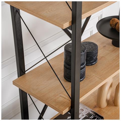 Elysian Elysian - Mensola Moderna Con 5 Vani Portaoggetti In Legno E Metallo 180cm - Foto 5