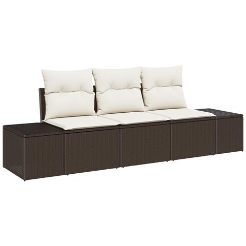Set Divano da Giardino a 3 Pezzi con Cuscini Marrone Polyrattan - Foto 1