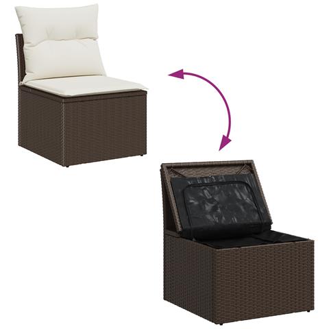 Set Divano da Giardino a 3 Pezzi con Cuscini Marrone Polyrattan - Foto 9