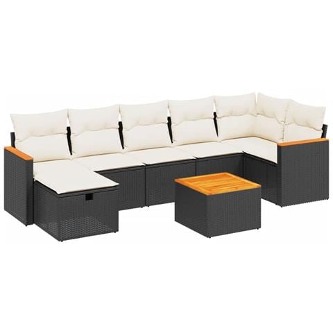 Set Divani da Giardino con Cuscini 8 pz Nero in Polyrattan - Foto 1