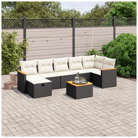 Set Divani da Giardino con Cuscini 8 pz Nero in Polyrattan - Foto 2