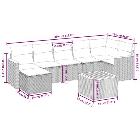 Set Divani da Giardino con Cuscini 8 pz Nero in Polyrattan - Foto 4