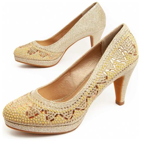 Scarpa Con Tacco Unne58 D'oro. - Foto 1