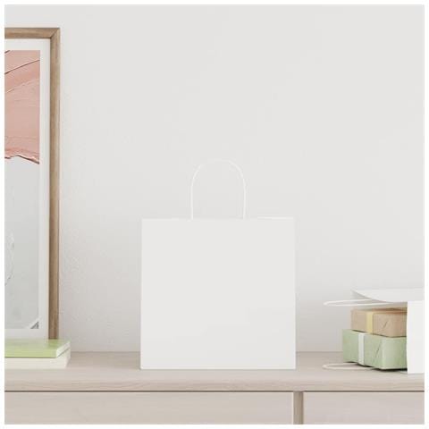 Sacchetti di Carta 250 pz con Manici Bianchi 26x17x25 cm - Foto 2