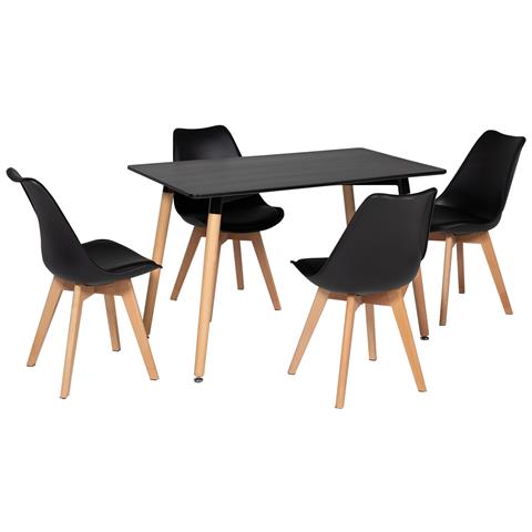 Set Di Tavolo Pia Da 120 Cm E 4 Sedie Nora Nere - Foto 1