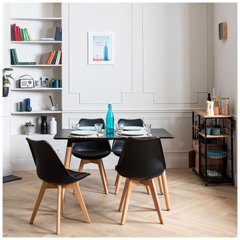 Set Di Tavolo Pia Da 120 Cm E 4 Sedie Nora Nere - Foto 5
