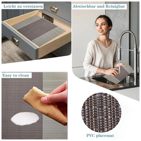 Tovagliette All'americana Eleganti 8 Pezzi Resistenti Al Calore Pvc Marrone 30x45cm - Foto 6