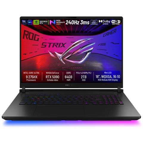 Notebook ROG Strix Scar 18 (2025) Intel Core Ultra 9 275HX Monitor 18" 2.5K 240Hz RAM 64GB SSD 2TB NVIDIA GeForce RTX 5090 Windows 11 Home - Foto 1