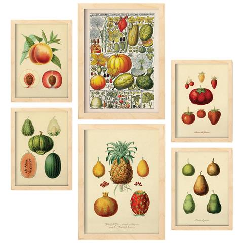 Set Di 6 Stampe Stampe Vintage Salutari, Dipinti Decorativi Estetici Per Il Tuo Soggiorno, Camera Da Letto, Casa A3 & A4 Telaio In Legno Chiaro - Foto 1