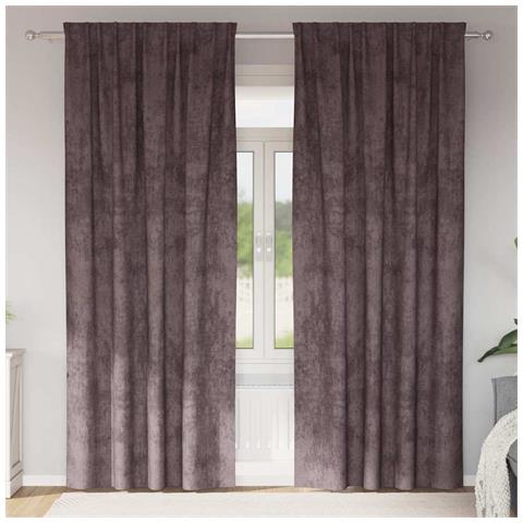 Tenda con tende 2 pcs Marrone 245 x 140 cm Velluto - Foto 2