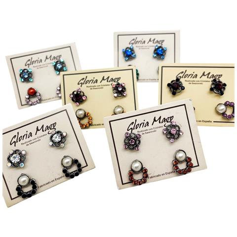 Confezione Da 2 Paia Di Orecchini In Cristallo Sw E Argento, 10µ. C1 - Foto 1