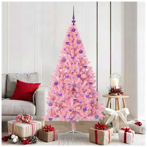 Albero di Natale artificiale con luci integrate Rosa 180 cm PVC - Foto 2