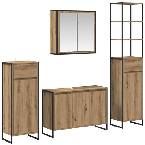 Set di mobili per il bagno Rovere artigianale Legno multistrato - Foto 1