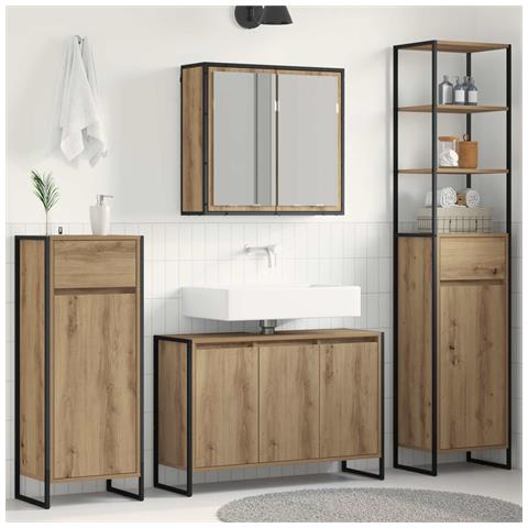 Set di mobili per il bagno Rovere artigianale Legno multistrato - Foto 2