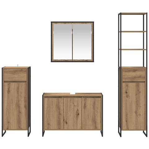 Set di mobili per il bagno Rovere artigianale Legno multistrato - Foto 9