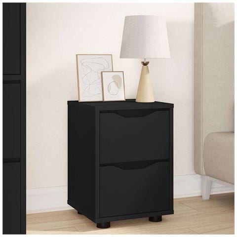 Comodino con cassetto Nero 30,5 x 30 x 43 cm Legno multistrato - Foto 2