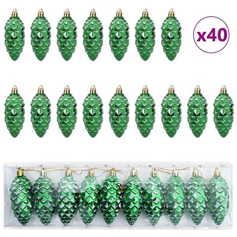 Palla di pino di Natale 40 pcs Verde Plastica - Foto 1