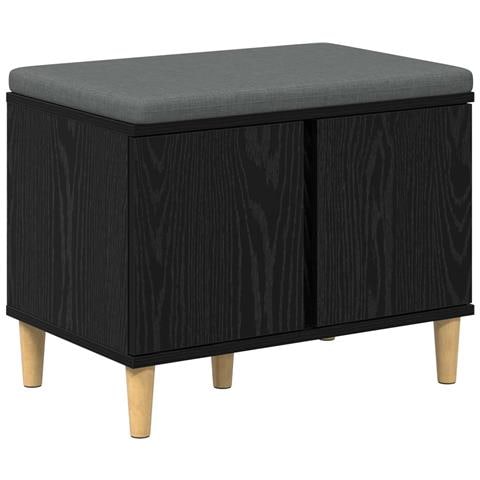 Panca per ingresso con cuscino Rovere Nero 60 x 38 x 46 cm - Foto 1