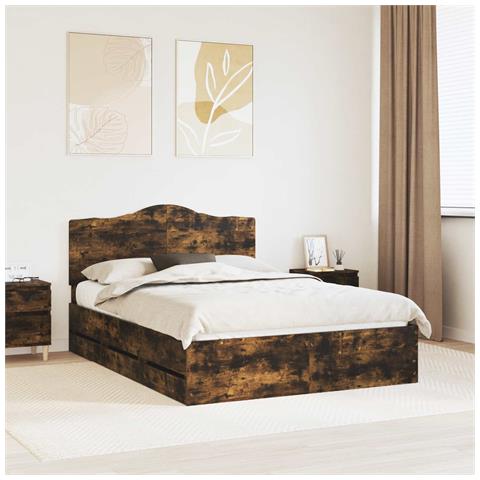 Struttura del letto con cassetto Rovere fumé 140 x 200 cm - Foto 2