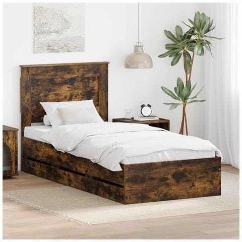 Struttura del letto con cassetto Rovere fumé 90 x 190 cm - Foto 2