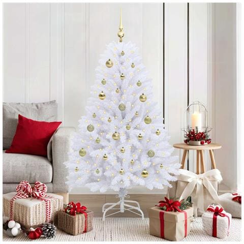 Albero di Natale Artificiale con Rami Pieghevoli Bianco 150 cm - Foto 2