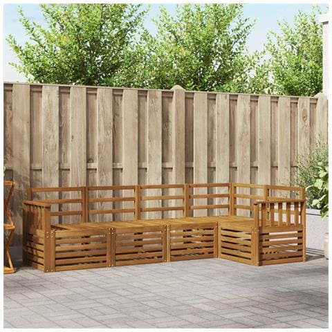 Set divani 5 pcs Naturale Legno di Acacia Massello - Foto 2