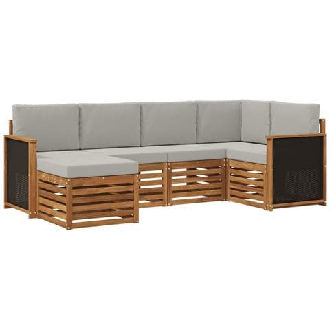 Set divano sezionale con cuscino 5 pcs Naturale e Grigio Chiaro - Foto 1