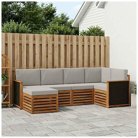 Set divano sezionale con cuscino 5 pcs Naturale e Grigio Chiaro - Foto 2