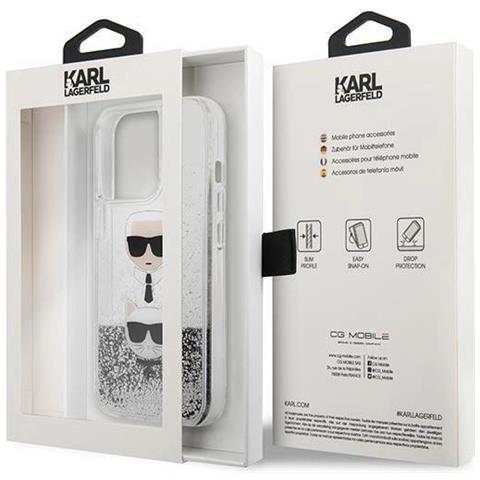 Karl Lagerfeld Klhcp13xkicgls Custodia Iphone 13 Pro Max 6,7 Argento Liquid Glitter Karl&choupette Head - Foto 1