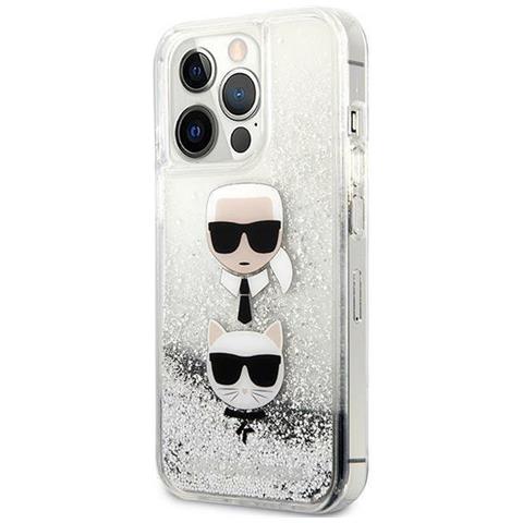 Karl Lagerfeld Klhcp13xkicgls Custodia Iphone 13 Pro Max 6,7 Argento Liquid Glitter Karl&choupette Head - Foto 7