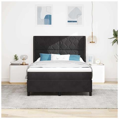 Letto a molle con strisce LED Nero 160 x 200 cm Velluto - Foto 2