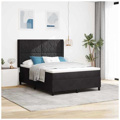 Letto a molle con strisce LED Nero 160 x 200 cm Velluto - Foto 10