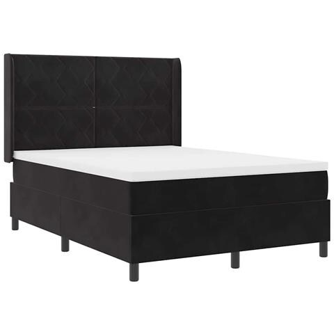 Letto a molle con strisce LED Nero 160 x 200 cm Velluto - Foto 1