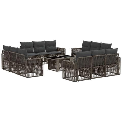 Set Divano da Giardino 13 pz Grigio e Grigio Scuro polyrattan - Foto 1