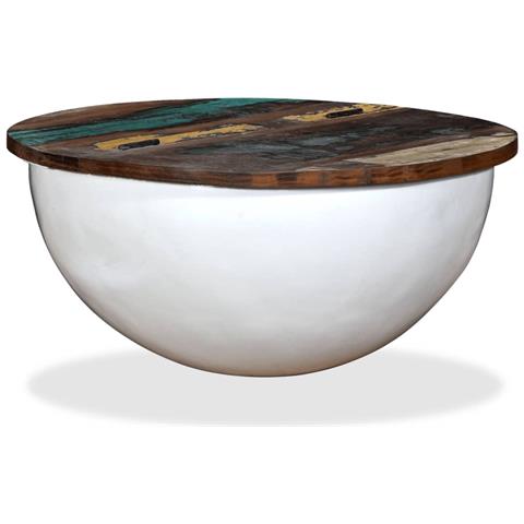 Tavolino Da Caffè A Forma Di Coppa In Massello Anticato Bianco - Foto 2