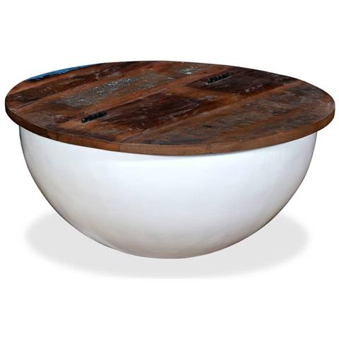 Tavolino Da Caffè A Forma Di Coppa In Massello Anticato Bianco - Foto 1