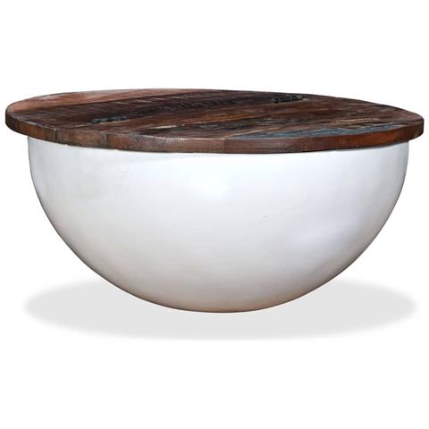 Tavolino Da Caffè A Forma Di Coppa In Massello Anticato Bianco - Foto 10